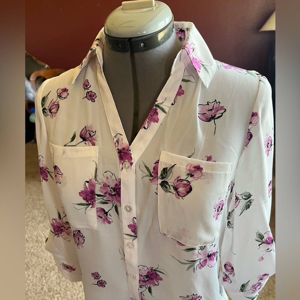 by&by Juniors Womens 3/4 Sleeve Regular Fit Button-Down Shirt XS New